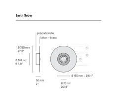 Applique murale, Earth Sober 330, graphite satiné, nickel poli, LED, Ø33cm, Hcm - CVL