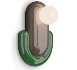 Applique murale, Eclair, moka et vert Bali, L25cm, H35cm - Ferroluce