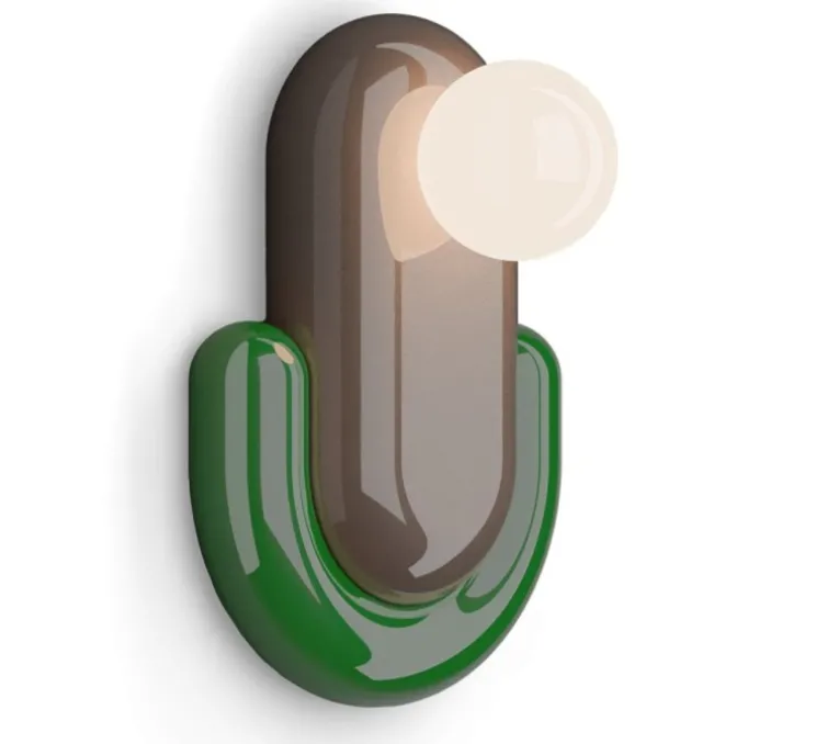Applique murale, Eclair, moka et vert Bali, L25cm, H35cm - Ferroluce