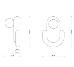 Applique murale, Eclair, moka et vert Bali, L25cm, H35cm - Ferroluce