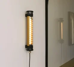 Applique murale, Elgar Push, coal et or, IP67, LED, dim, 2700K, 275 lm, L70cm, H7cm - Sammode