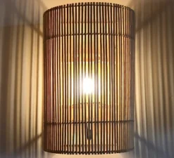 Applique murale, Elly A, bambou naturel, Ø20cm, H31cm - Ay Illuminate