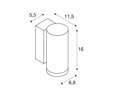 Applique murale, Enola round S, noir, IP65, LED, dim, 3000-4000K, 500 lm, L6,8cm, H16 cm - SLV