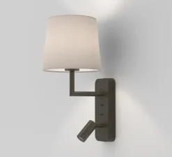 Applique murale et liseuse, Side by side, bronze, avec abat-jour Cone 180, blanc brillant, LED, 2700K, 149lm + E27, L20cm, H26,5cm - Astro