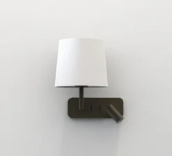 Applique murale et liseuse, Side by side, bronze, avec abat-jour Cone 180, blanc brillant, LED, 2700K, 149lm + E27, L20cm, H26,5cm - Astro