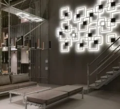 Applique murale et plafonnier, Venn 2.0, noir, carré blanc,led, 2700K, L72,4cm, P72,4cm - Wever&Ducré