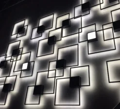 Applique murale et plafonnier, Venn 2.0, noir, carré blanc,led, 2700K, L72,4cm, P72,4cm - Wever&Ducré