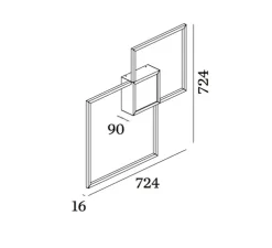 Applique murale et plafonnier, Venn 2.0, noir, carré blanc,led, 2700K, L72,4cm, P72,4cm - Wever&Ducré