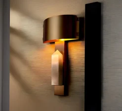 Applique murale, Evora, laiton antique, cristal de roche, L30cm, H50,5cm - Eichholtz