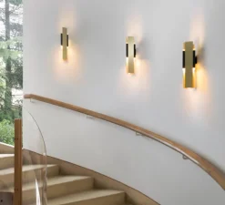 Applique murale, Excalibur, 559.41, laiton brossé, noir texturé, IP40, Ø12cm, H45cm - Tooy