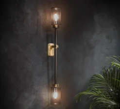 Applique murale, Farol single, gris fumé, laiton, noir, LED, L7cm, H66cm - Bert Frank