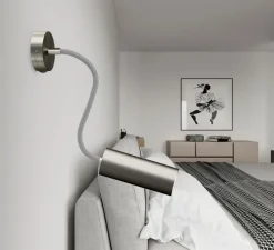 Applique murale, Fermaluce Flex, Tub-E14, titane satiné, L8,3cm, H8,3cm - Creative Cables