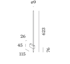 Applique murale, Finlin 1.0, noir et champagne, LED, dim, 2700K, 450 lm, L2,6cm, H62,3cm - Wever&Ducré