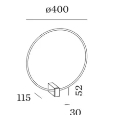 Applique murale, Finlin round 1.0, noir mat et champagne, LED, dim, 3000K, 1280 lm, L40cm, H5,2cm - Wever&Ducré