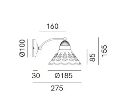 Applique murale, Fior Di Pizzo 17, laiton vieilli, porcelaine blanche, L18,5cm, H15,5cm - Il Fanale