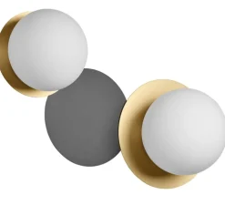 Applique murale, Floc Duo Plus M, laiton mat, noir mat, IP44, L49,7cm, H28,8cm - MDC