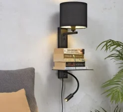 Applique murale, Florence, USB, noir, L38cm, H50cm - It's About Romi