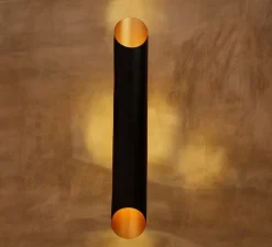 Applique murale, Flute, Single, Noir et laiton, L10cm, H70cm - Gong