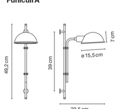 Applique murale, Funiculi, blanc cassé, Ø15,5cm, H49,2cm - Marset