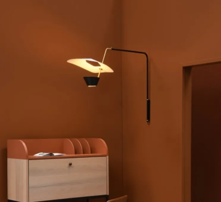 Applique murale, G25, dimmable, noir et blanc, Ø83cm, H164cm - Pierre Guariche