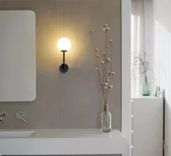 Applique murale, Gala, noir, IP44, L11,5cm, H32cm - Faro