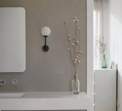 Applique murale, Gala, noir, IP44, L11,5cm, H32cm - Faro