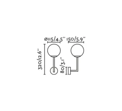 Applique murale, Gala, noir, IP44, L11,5cm, H32cm - Faro