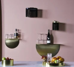 Applique murale, Galon S, noir, laiton, LED, 3000k, 300lm, L12cm, H18,5cm - Eno studio