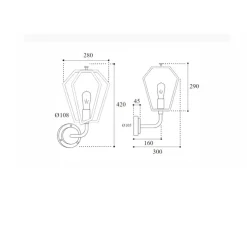 Applique murale, Gemstone 3485, Laiton vieilli, L28cm, H42cm - Moretti Luce