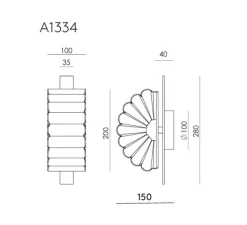 Applique murale, Gina, A1334, vieil or, L10cm, H28cm - Aromas del Campo