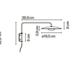Applique murale, Ginger 20A, chêne, 2700K, 500lm, Ø,38.9m, H22.2cm - Marset