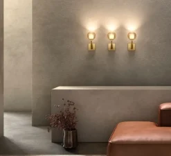 Applique murale, Glo Mini, structure or, verre miroir or, Ø13cm, H28cm - Penta