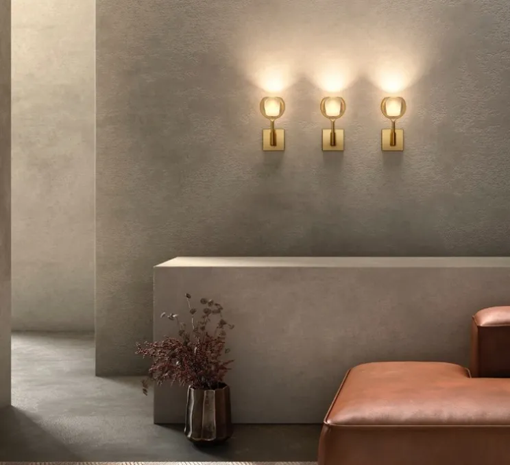 Applique murale, Glo Mini, structure or, verre miroir or, Ø13cm, H28cm - Penta