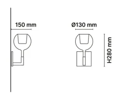 Applique murale, Glo Mini, structure or, verre miroir or, Ø13cm, H28cm - Penta