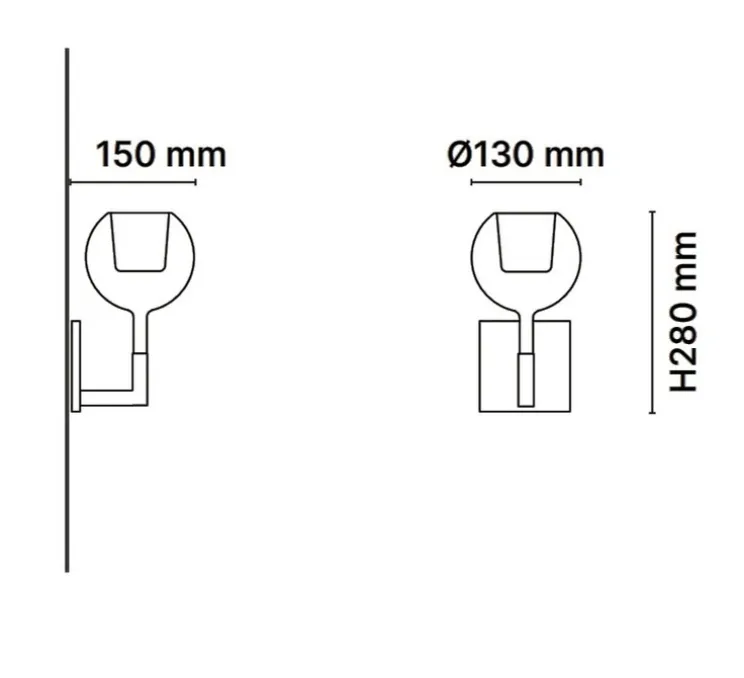 Applique murale, Glo Mini, structure or, verre miroir or, Ø13cm, H28cm - Penta