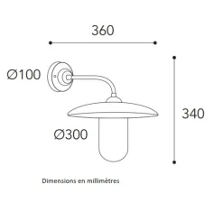 Applique murale, Golfo 809, laiton vieilli, IP44, L36cm, H34cm - Moretti Luce