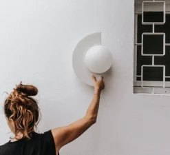 Applique murale, Gorka, blanc, IP44, L30cm, H40cm - Zuri