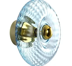 Applique murale, GRACE PETITE, aigue-marine avec collerette dorée, 2700K, 360lm, Ø20cm, H12,5cm - Elements Lighting