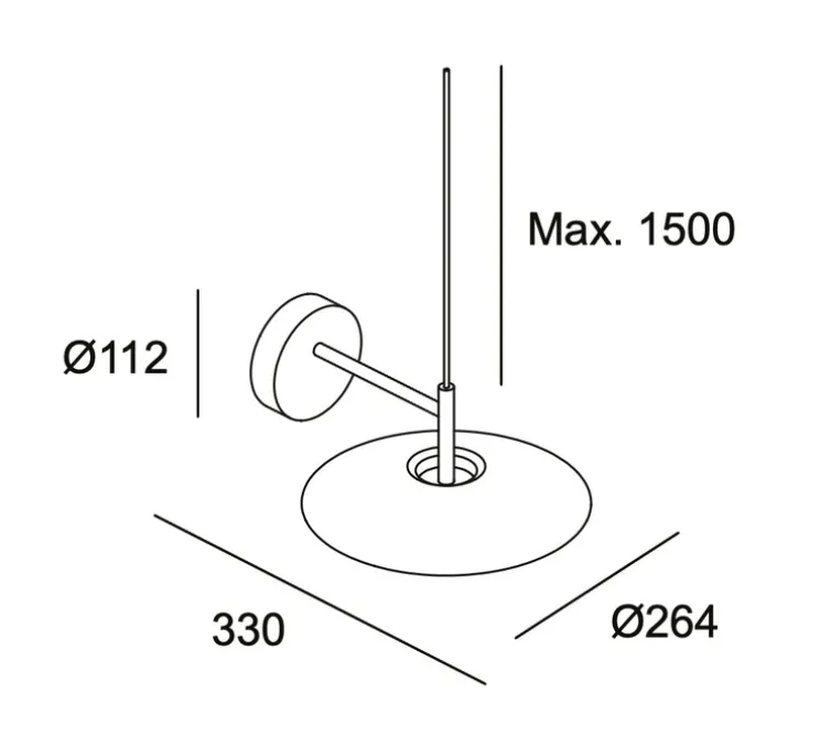 Applique murale, H, or mat, LED, 2700k, 553 lm, L26,4cm, H18cm - LEDs C4
