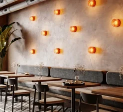 Applique murale, Hajo 1.0, base blanc, verre ambré, IP44, LED, dim, 2700K, 430 lm, Ø12,4cm, H8cm - Wever&Ducré