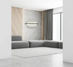 Applique murale, Hang Out, ovale, large, bois de frêne blanchi, LED, dim, 2700K, 1561 lm, L106cm, H50cm - Penta