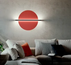 Applique murale, Hang Out, ronde, medium, rouge mat, LED, dim, 2700K, 937 lm, L66cm, H50cm - Penta