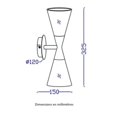 Applique murale, Harlekin Duo, laiton, Ø10,5cm, H32cm - Herstal