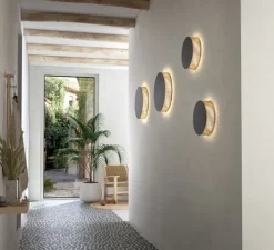 Applique murale, Helios A/01, chêne, LED, dim, 2700K, 2000 lm, Ø26cm, P7,5cm - Bover