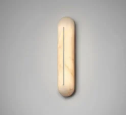 Applique murale, Hepworth, nickel et albâtre, LED, dim, 2700K, L10cm, H46cm - CTO lighting