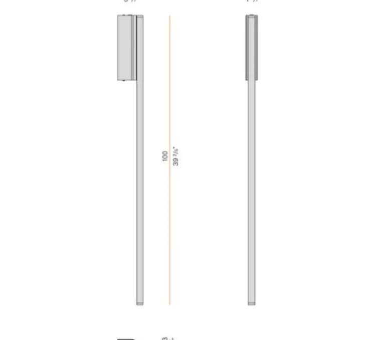 Applique murale, Hilow Line, noir, LED, dim, 2700K, 1018 lm, L4cm, H100cm - Panzeri