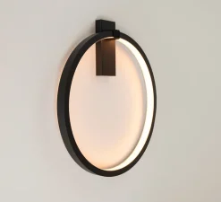 Applique murale, Hoop, noir, LED, 2700K, lm, Ø50cm, P50cm - ONOK