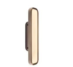 Applique murale, Hublot 500, bronze patiné, albâtre veines blanches, IP44, LED, dim, 2700k, 700 lm, L10cm, H50cm - Entrelacs