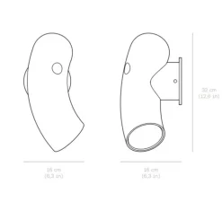 Applique murale, Hyphen droite, noir chromatique, Ø16cm, H32cm - Darmes