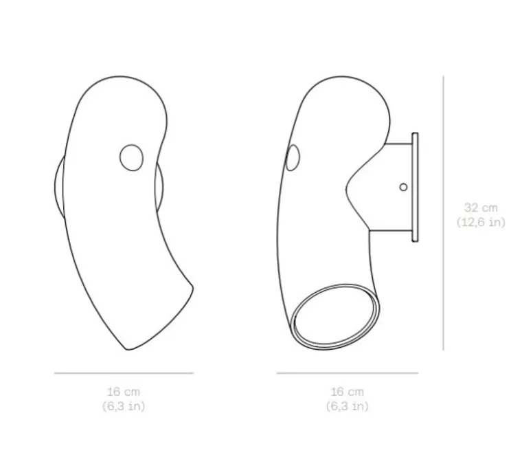 Applique murale, Hyphen droite, noir chromatique, Ø16cm, H32cm - Darmes